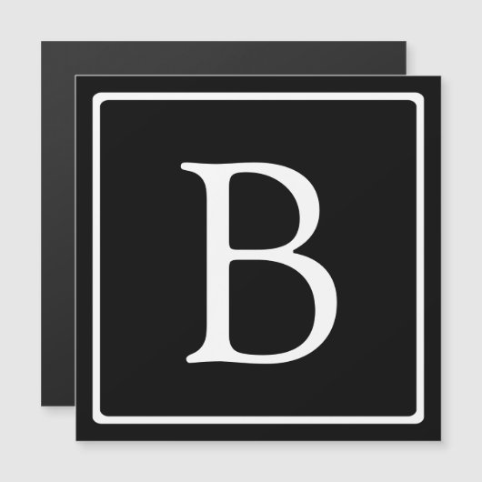 Einfache klassische Monogramm | Schwarz-Weiß-Magne Magneteinladung (Vorne/Hinten)