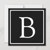 Einfache klassische Monogramm | Schwarz-Weiß-Magne Magneteinladung (Vorderseite)