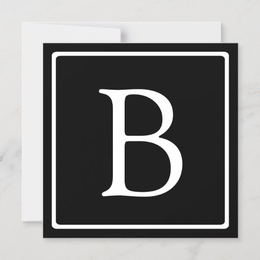 Einfache klassische Monogramm | Schwarz-Weiß-Magne Magneteinladung (Vorderseite)