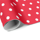 Einfache klassische Polka Dot Rot und Weiß Geschenkpapier (Rolleneckpunkt)