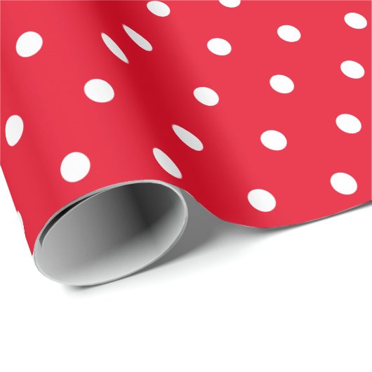 Einfache klassische Polka Dot Rot und Weiß Geschenkpapier (Rolleneckpunkt)