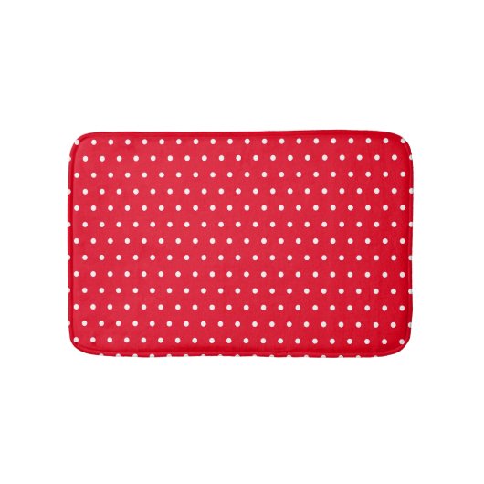 Einfache klassische Polka Dots rot und weiß Badematte (Vorderseite)