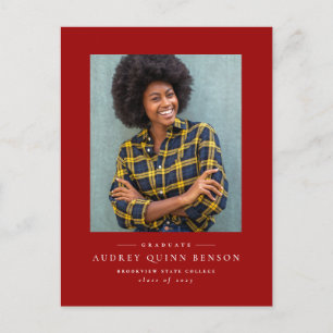 Einfache klassische Rot-Abschluss-Einladung Postka Feiertagspostkarte