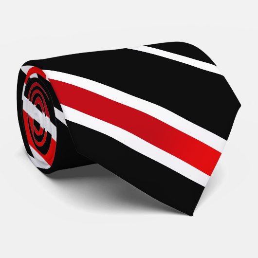Einfache klassische Rot-Weiß- und Schwarz-Diagonal Krawatte (Gerollt)