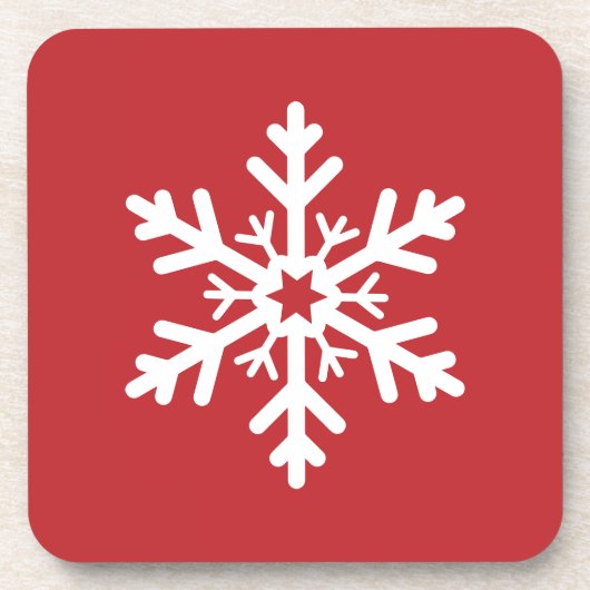 Einfache klassische Rot-Weiß-Weihnachtsschneeflock Getränkeuntersetzer (Vorderseite)
