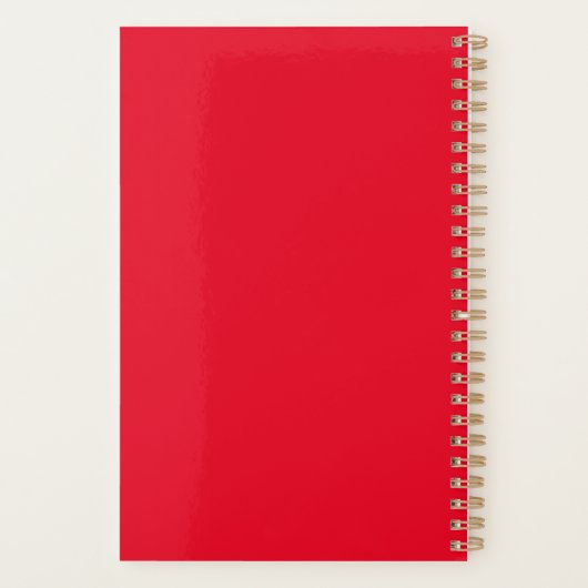 Einfache klassische rote und weiße Monogramm Planer (Rückseite)