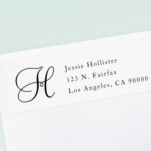 Einfache klassische Rücksendeadresse mit Monogramm