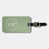 Einfache klassische Sage Salvia Green Leather Look Gepäckanhänger (Vorderseite horizontal)