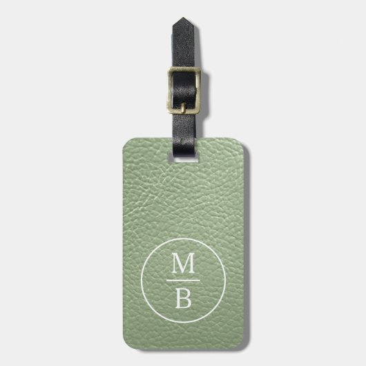 Einfache klassische Sage Salvia Green Leather Look Gepäckanhänger (Vorderseite vertikal)