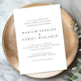 Einfache klassische Schrift Schwarz und Weiß Hochz Einladung