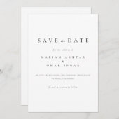 Einfache klassische Schrift Schwarz und Weiß Hochz Save The Date (Vorne/Hinten)