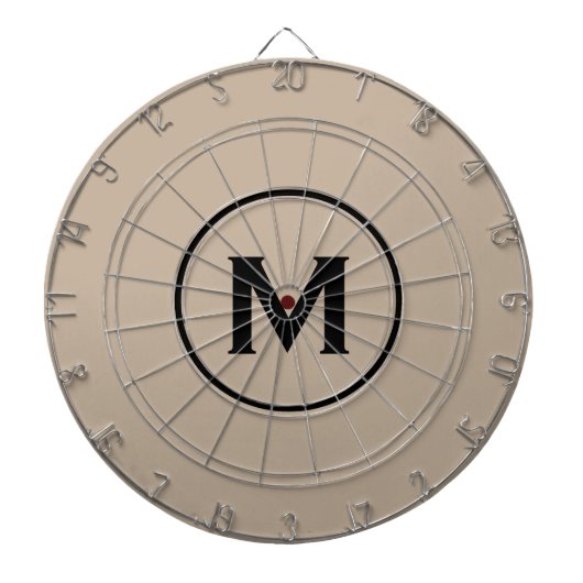 Einfache klassische Schwarz-Beige Dartscheibe (vorne)
