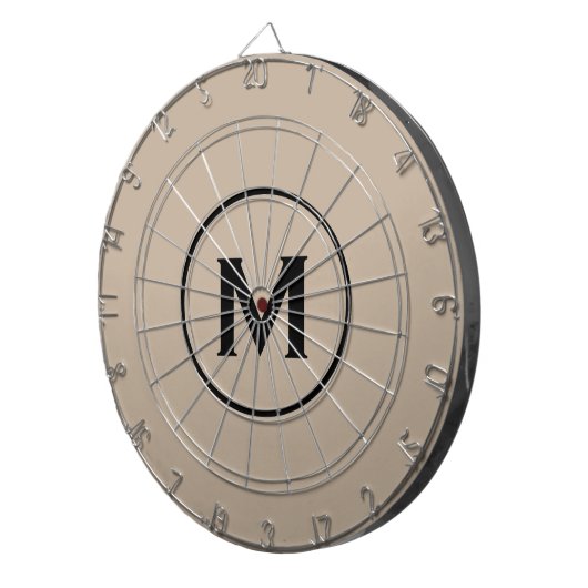 Einfache klassische Schwarz-Beige Dartscheibe (Vorderseite rechts)