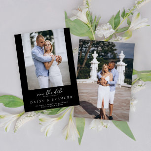 Einfache klassische Schwarz Moderne Foto Hochzeit Save The Date