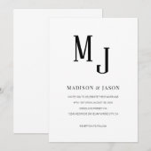 Einfache klassische Schwarz-Monogramm-Hochzeit Einladung (Vorne/Hinten)