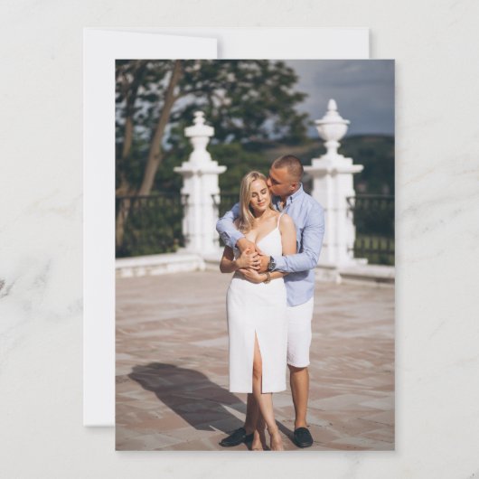 Einfache klassische Schwarz-Weiß-Foto-Hochzeit Save The Date (Rückseite)