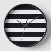 Einfache, klassische, schwarz-weiß gestreifte Wand Uhr (Vorderseite)