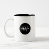 Einfache klassische Schwarz-weiß-Grau-Monogramm Zweifarbige Tasse (Links)