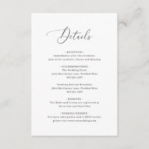 Einfache klassische Schwarz-Weiß-Hochzeit Begleitkarte