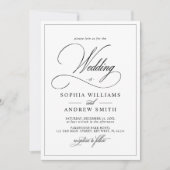 Einfache klassische Schwarz-Weiß-Hochzeit Einladung (Vorderseite)