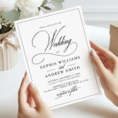 Einfache klassische Schwarz-Weiß-Hochzeit Einladung