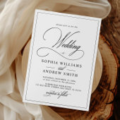 Einfache klassische Schwarz-Weiß-Hochzeit Einladung