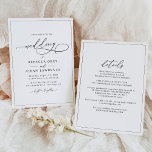 Einfache klassische Schwarz-Weiß-Hochzeit Einladung<br><div class="desc">Diese elegante Einladung zum Hochzeitsfeiern beinhaltet einen Kalligrafietext mit einem klassischen Serif & modernen Sans Schriftart in schwarz und mattiertem Salbei in grün mit einem Blumenmuster und einem anpassbaren Monogramm. Matching-Elemente verfügbar.</div>