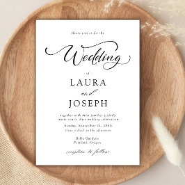 Einfache klassische Schwarz-Weiß-Hochzeit Einladung