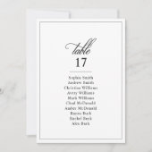 Einfache klassische Schwarz-Weiß-Hochzeit-Tischnum Einladung (Vorderseite)