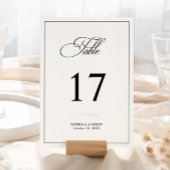 Einfache klassische Schwarz-Weiß-Hochzeit Tischnummer