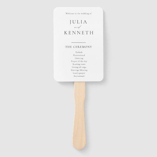 Einfache klassische Schwarz-Weiß-Hochzeitsprogramm Fächer (Vorderseite)