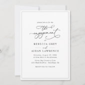 Einfache klassische Schwarz/Weiß-Verlobung Einladung (Vorderseite)