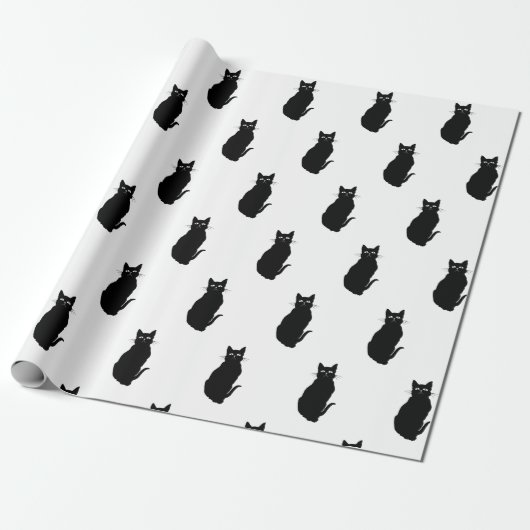 Einfache klassische schwarze Katze Geschenkpapier (Ungerollt)
