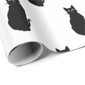 Einfache klassische schwarze Katze Geschenkpapier (Rolleneckpunkt)