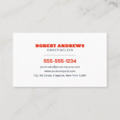 Einfache klassische Schweißanlage Visitenkarte (Rückseite)