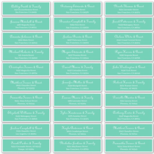 Einfache klassische Script-Adresse für Hochzeiten Aufkleber (Vorderseite)