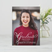 Einfache, klassische Script Graduate Foto Grad Par Ankündigung (Stehend Vorderseite)