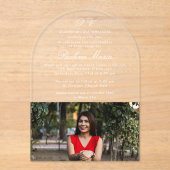 Einfache klassische Script XV Foto Quinceañera Acryleinladungen (Vorderseite)