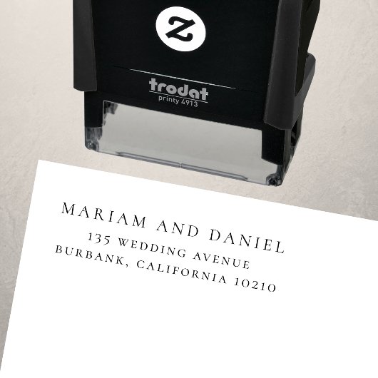 Einfache klassische Skriptnamen Hochzeit-Rücksende Permastempel