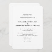 Einfache klassische spanische Hochzeits-Einladung Einladung (Vorne/Hinten)