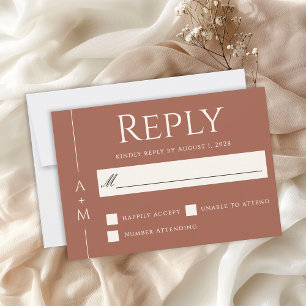 Einfache klassische Terracotta Elegante Monogramm- RSVP Karte