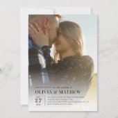 Einfache klassische Typografie 2 Foto QR Code Hoch Einladung (Vorderseite)