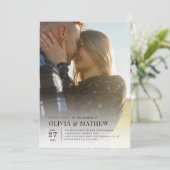 Einfache klassische Typografie 2 Foto QR Code Hoch Einladung (Stehend Vorderseite)