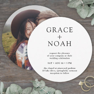 Einfache klassische Typografie & Foto Minimale Hoc Einladung