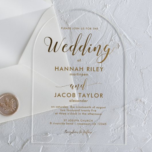 Einfache klassische Typografie-Hochzeitsarsch Acryleinladungen