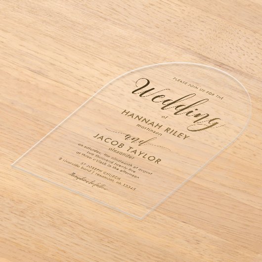Einfache klassische Typografie-Hochzeitsarsch Acryleinladungen (Ablage )