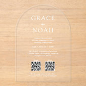 Einfache klassische Typografie QR UAWG Wedding Arc Acryleinladungen (Vorderseite)