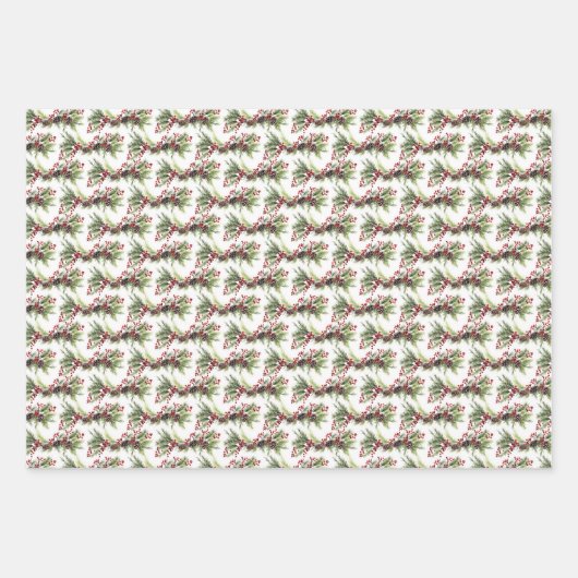 Einfache klassische Vegetation und rote, heilige B Geschenkpapier Set (Vorderseite)