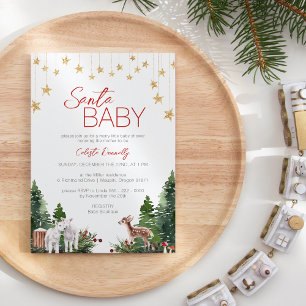 Einfache klassische Weihnachten Santa Baby Shower Einladung