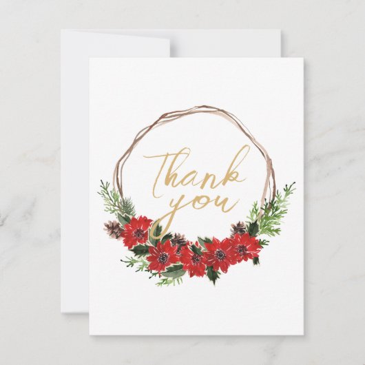 Einfache klassische Weihnachtsdusche Dankeskarte (Vorderseite)